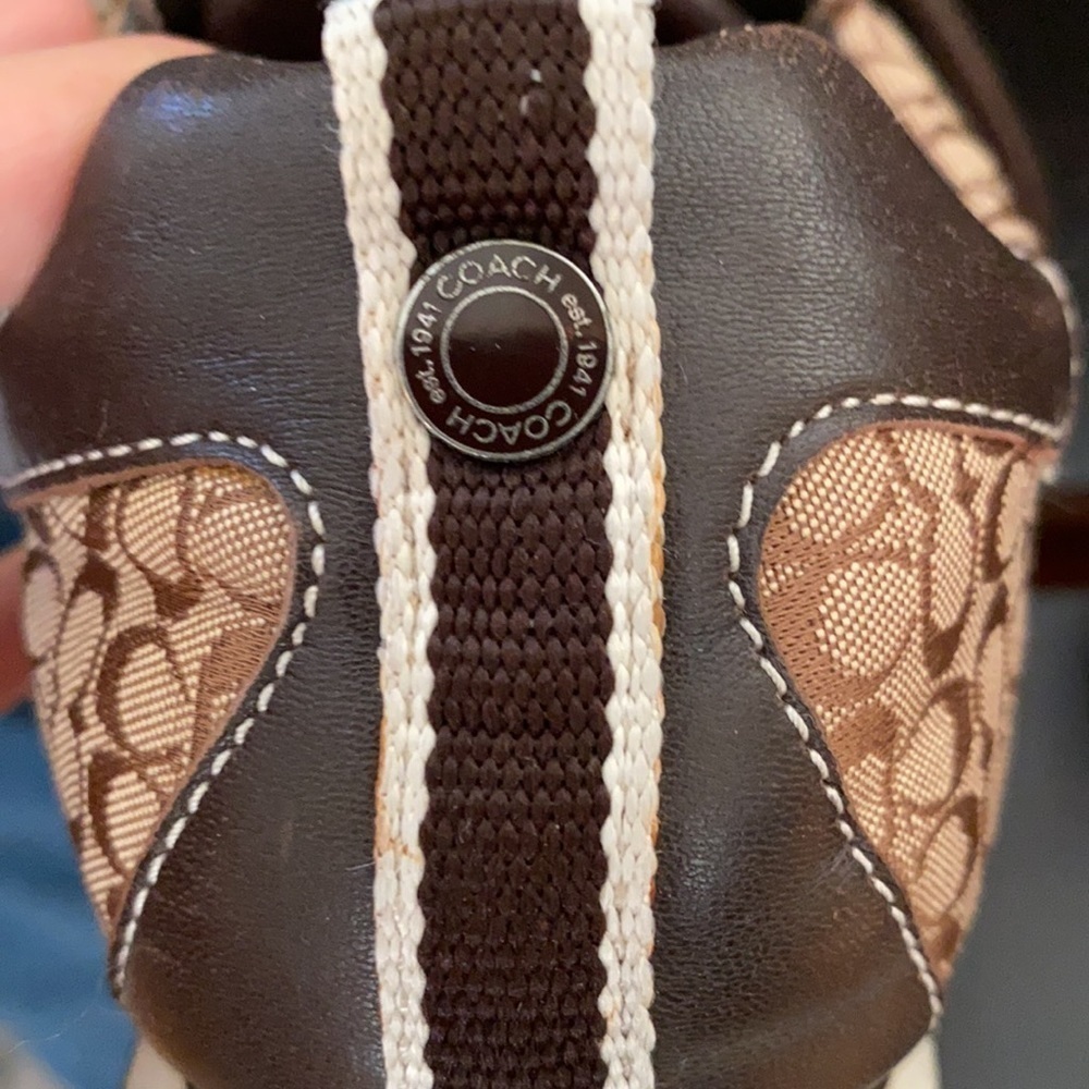COACH Brown "Kelsie" Signature C Logo Sneakers Size 6.5 - Picture 10 of 13